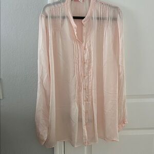 Sheer Pink Button-Up Blouse